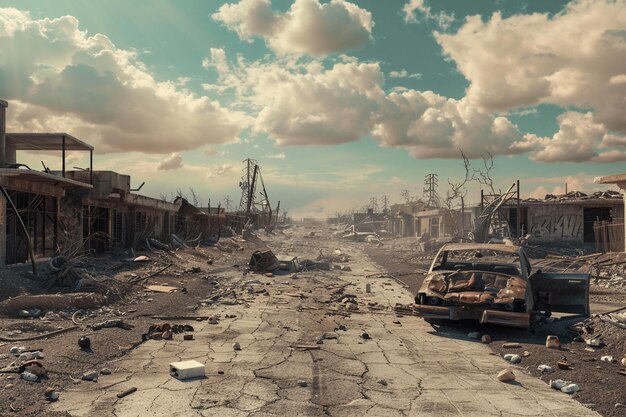 Postapocalyptic wasteland where survivors form int