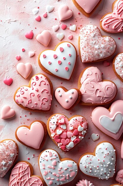 a postcard design with stylized heartshaped cookies