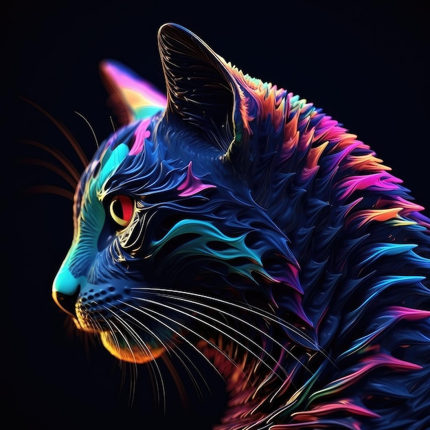 Poster of an abstract colorful cat