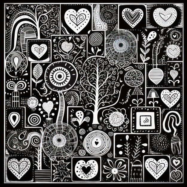 Photo poster abstract doodling art heart