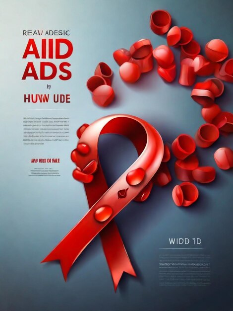 Photo a poster for aids aids with a red ribbon