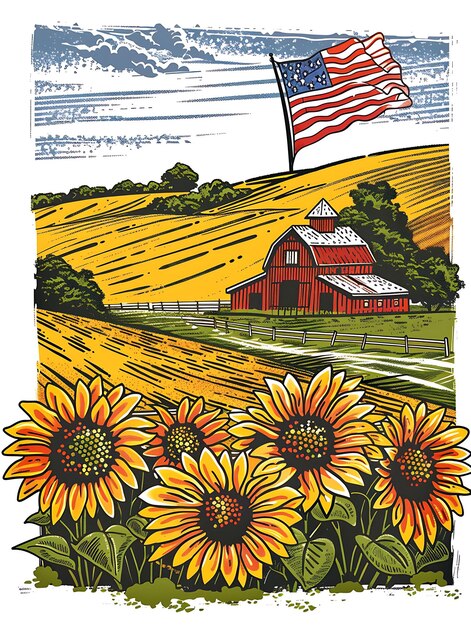 Photo a poster for the american flag that is for the us federal farm