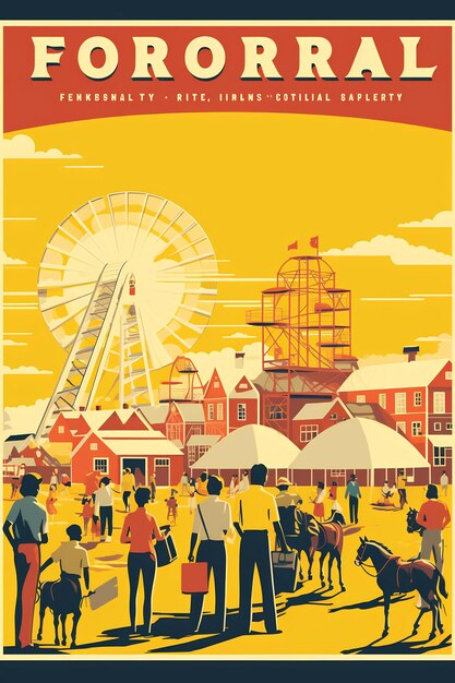 A poster for the amusement park by the ferris wheel