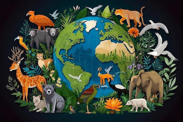 Photo a poster of animals and animals around the world