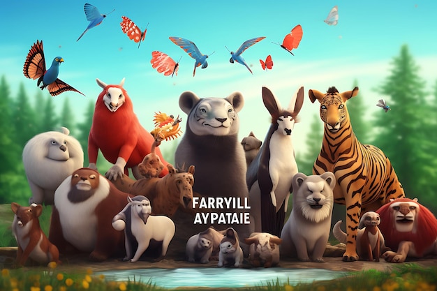 A poster of animals a world animal day concept