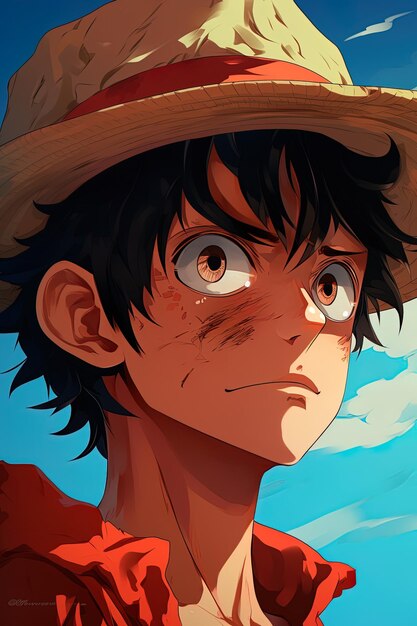 Photo a poster for a anime character with a straw hat on it