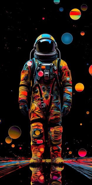 Foto un poster di un astronauta in una tuta spaziale con le parole astronauta su di esso