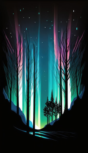 A poster for the aurora borealis shows the northern lights.