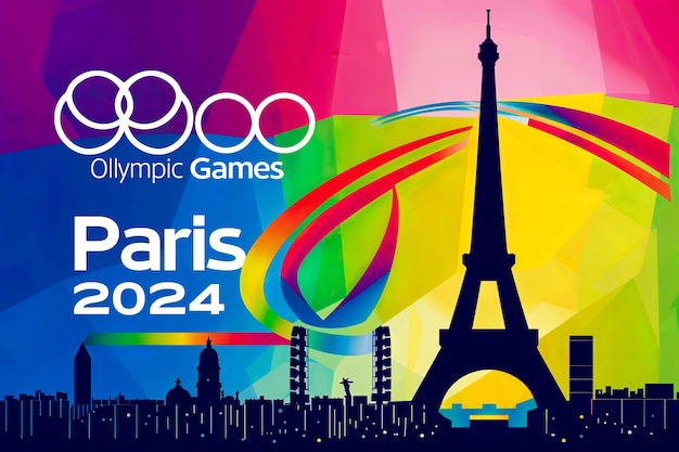 Poster background announcing the Paris 2024 Olympic Games