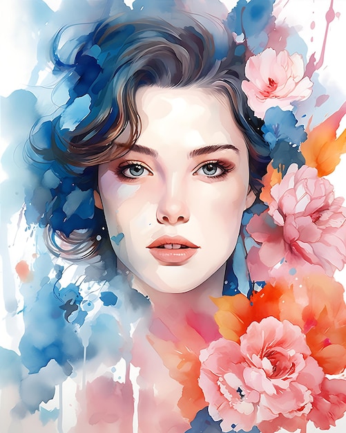 Poster Background with Watercolor Flowers