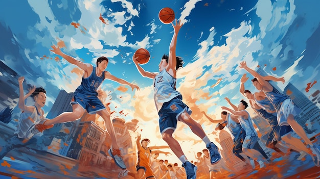 a poster for a basketball game called basketball player.