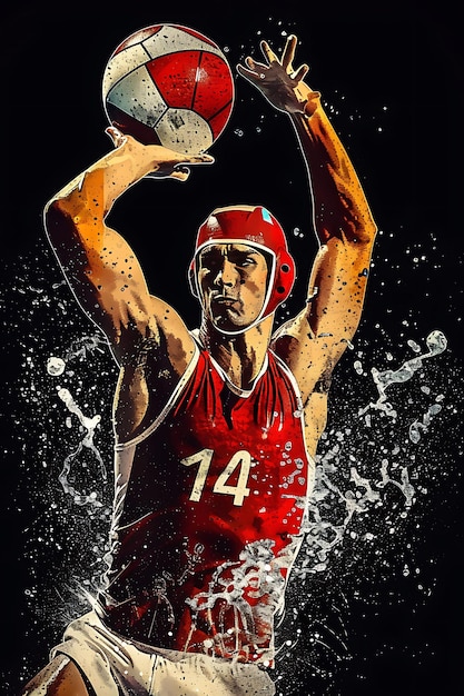 Photo a poster of a basketball player with the number 14 on it
