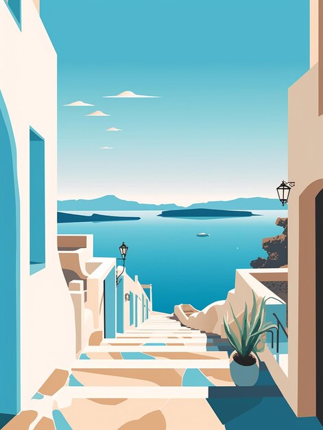 a poster for a beach house in greece.