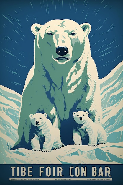 a poster of a bear and her cubs