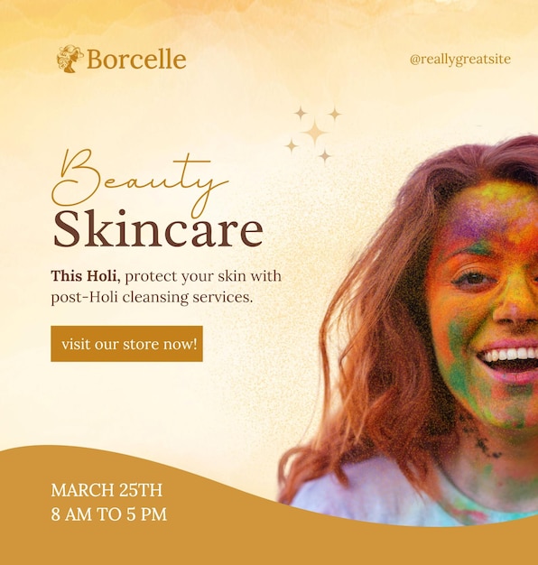 a poster for beauty products for Holi