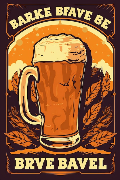 a poster for a beer called beer with a picture of a mug of beer.