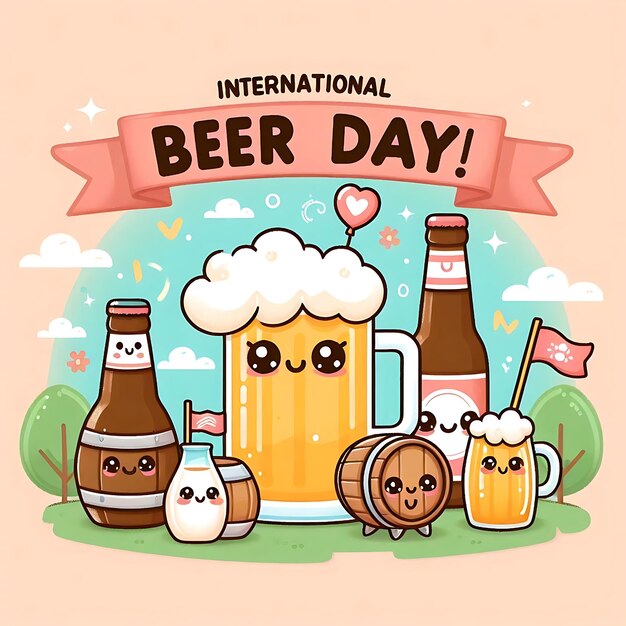 Photo a poster of a beer day with a ribbon that says international beer day