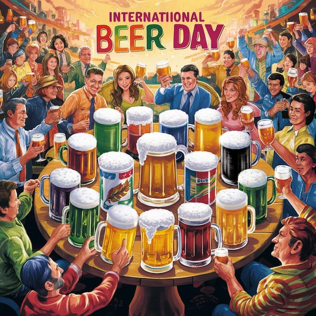 Foto un poster per il festival della birra con una tazza di birra su di esso