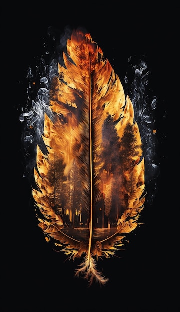 A poster for a bird with a fire on it