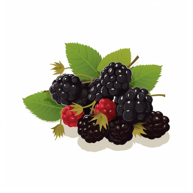 A poster of blackberries and some leaves with the word blackberry on it.