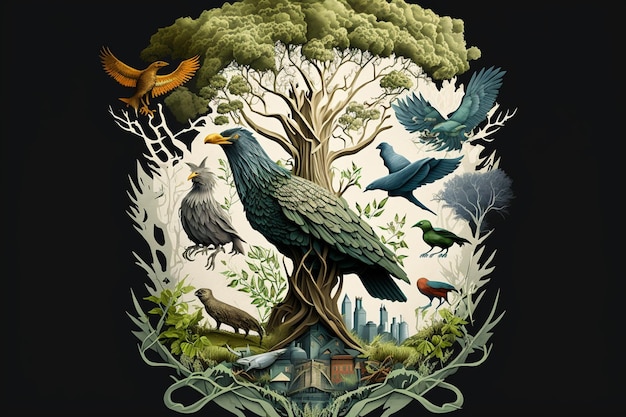 A poster for the book the birds of the forest