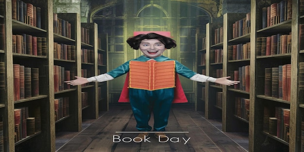 a poster for book day with a book titled quot book day quot