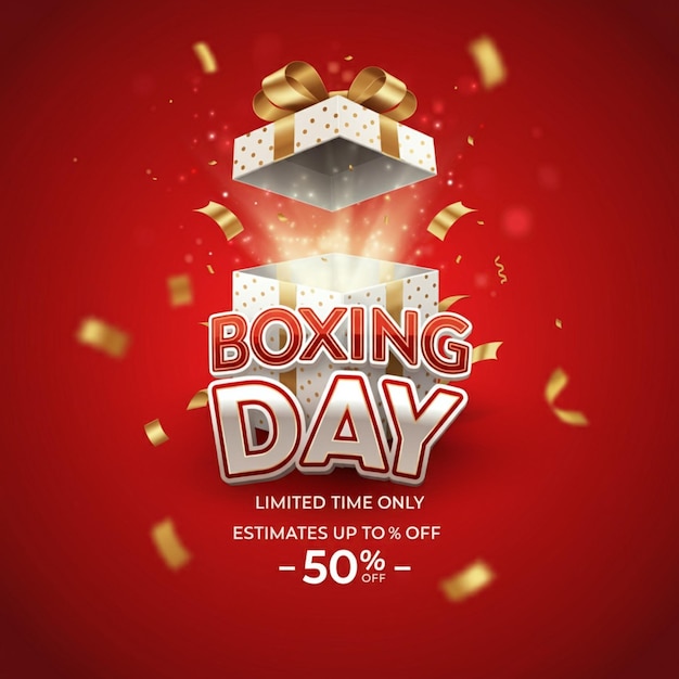 a poster for boxing day featuring a box of boxing time only