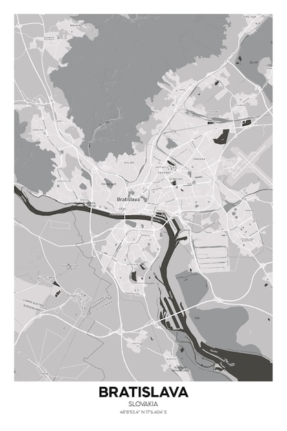 Poster Bratislava Slovakia map