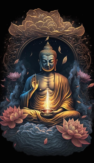 "부처님"이라는 글자가 적힌 부처님 포스터.
