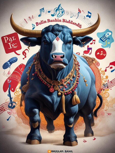 A poster of a bull with a bandhan bank logo in