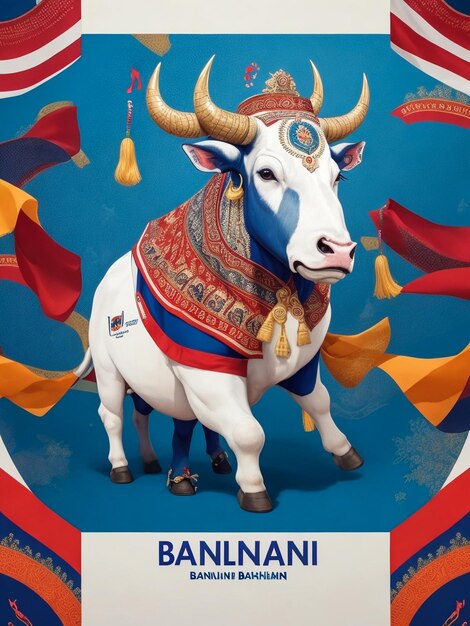 A poster of a bull with a bandhan bank logo in