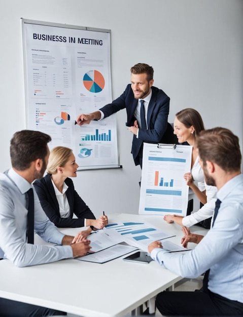 A poster Business Meeting in Modern Office Business and Finance