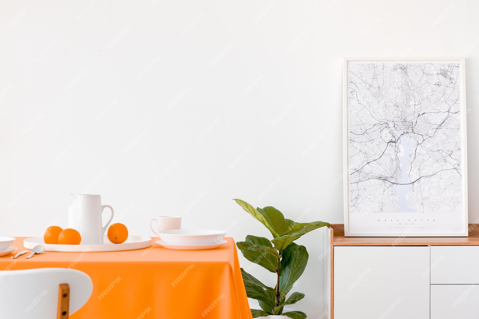 white dining room tablecloth mockup