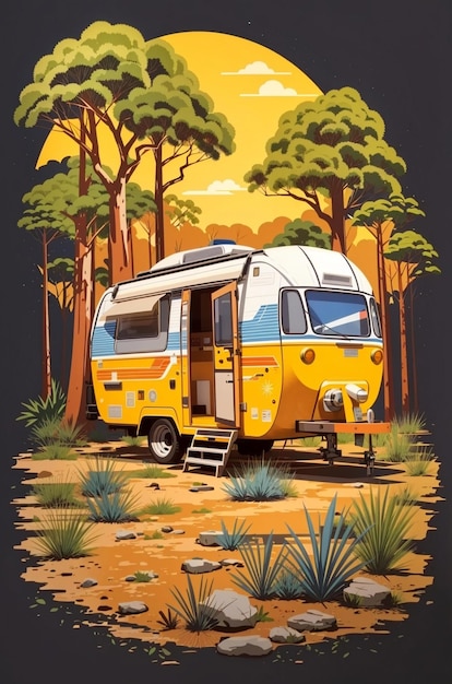 Foto un poster per un camper chiamato il camper.