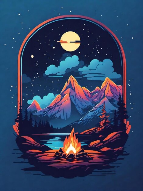 A poster for a campfire with a campfire in the background