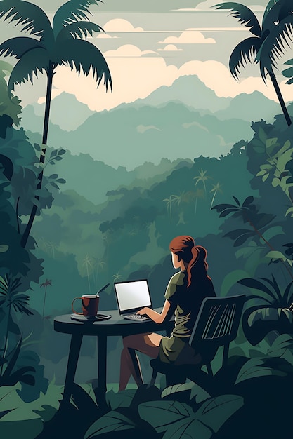 A Poster Capturing the Essence of Remote Working Nomad Visa Remote Job Travel Creative Design