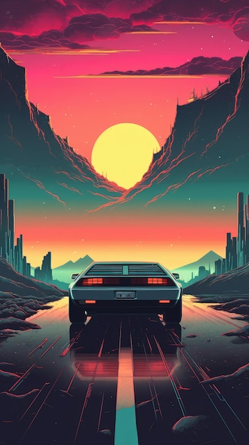 A poster for a car that says back to the future.