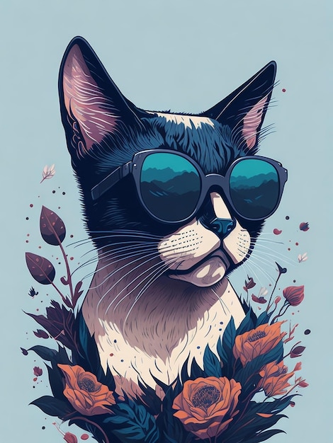 A poster for a cat with sunglasses on it