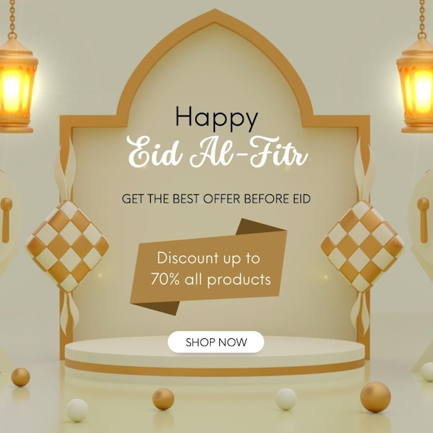 a poster for a celebration called happy eid sale