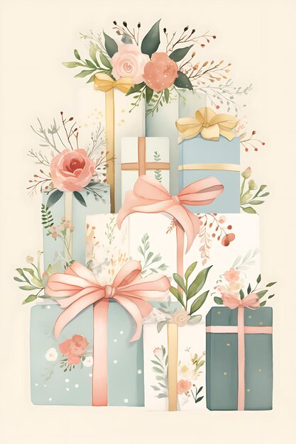 Photo a poster of a charming gift box adorned with whimsical d creative concept boxes gift design