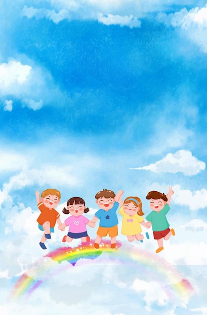 Photo a poster for a children's day with a rainbow and the words 