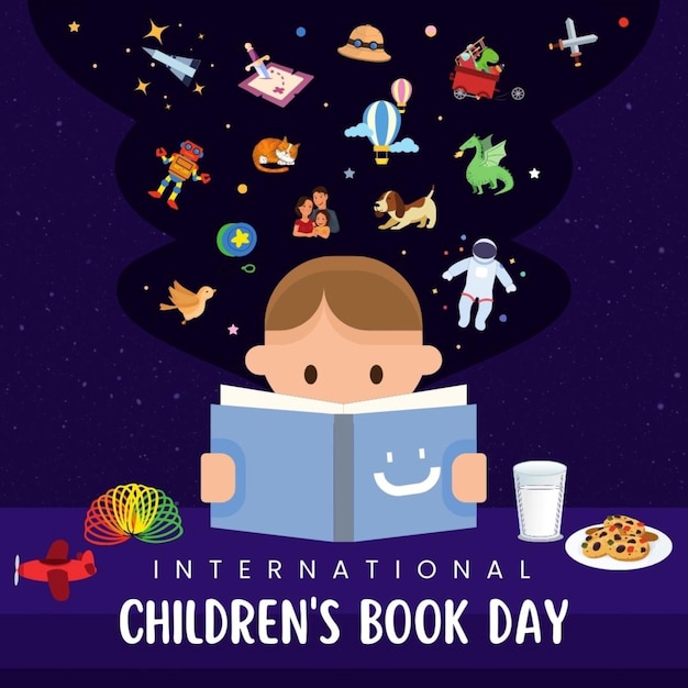 a poster for childrens books day is about childrens day