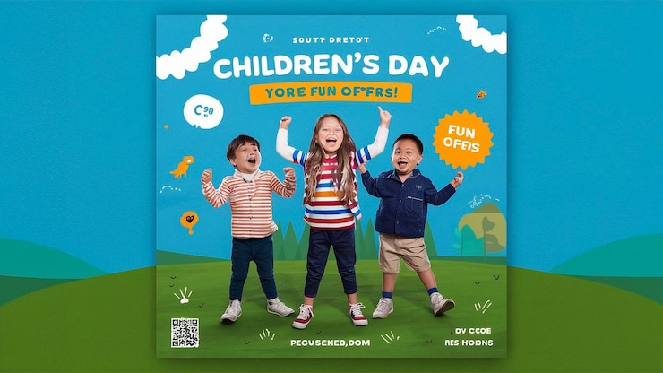 Photo a poster for childrens day is shown with a picture of childrens day poster