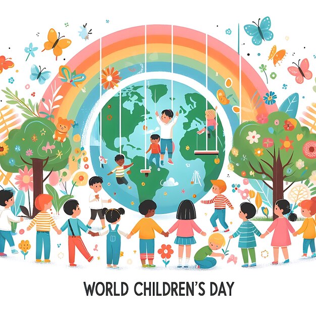 плакат Дня детей с надписью Дня детей