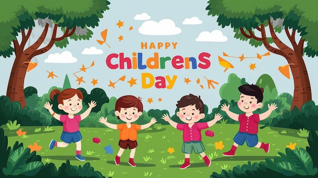 a poster for childrens day with childrens day written by children