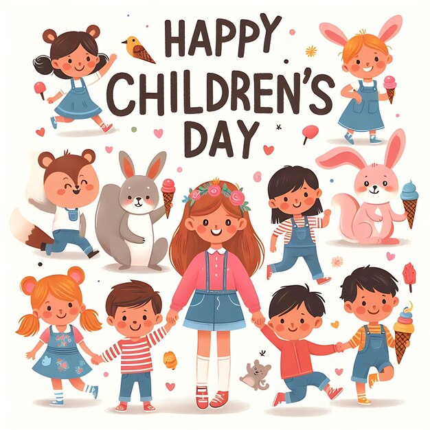 Photo a poster of childrens toys including the happy childrens day