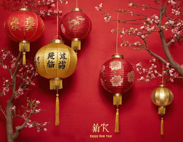 a poster for a chinese new year with a red background