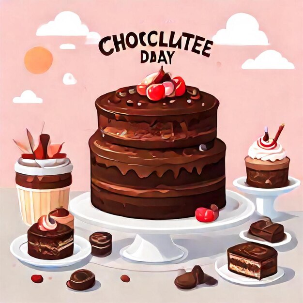 Photo a poster of chocolate cake with the words chocolate birthday on it