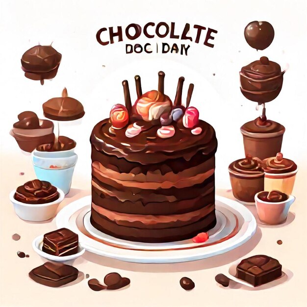 Photo a poster of a chocolate cake with the words chocolate dogie on it