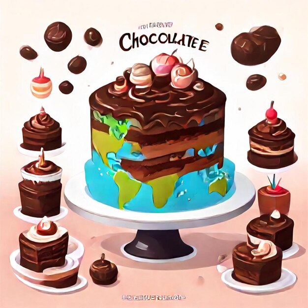 Photo a poster of chocolate cake with the words chocolate on it